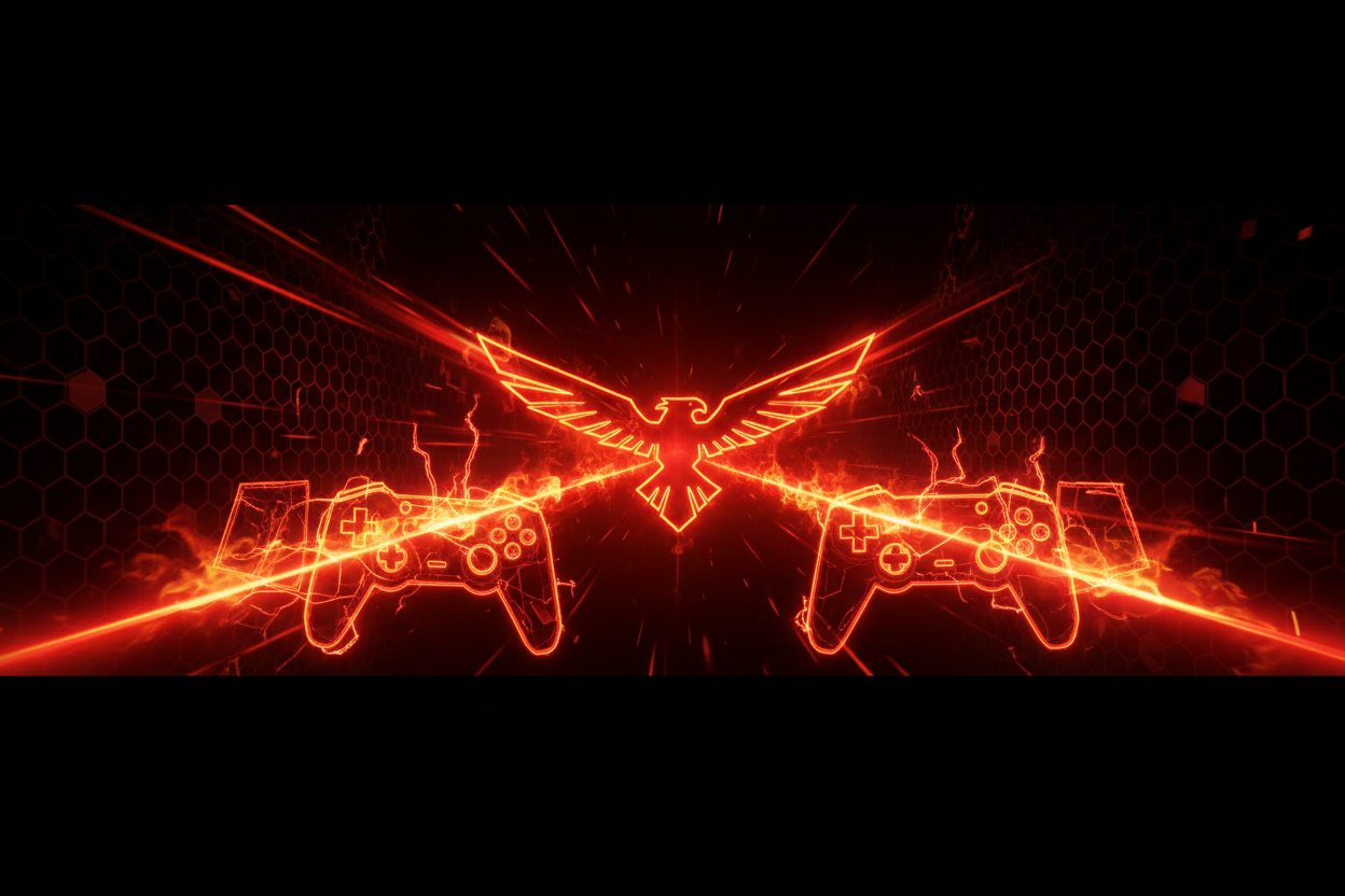 Dark Neon Esports Hero Banner - Red Orange